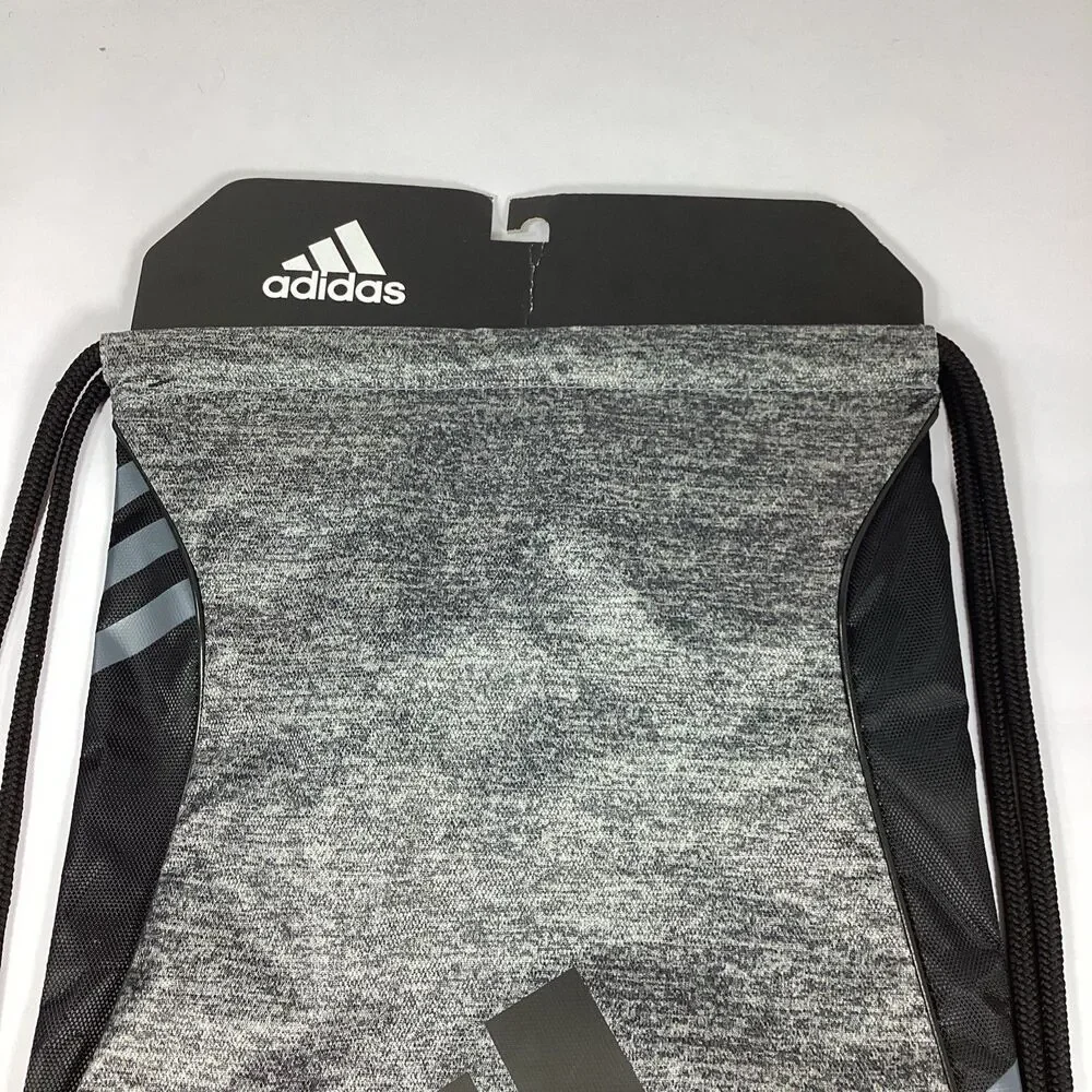 Adidas Drawstring Backpack Cinch Sack Bag Athletic Sports School Black New